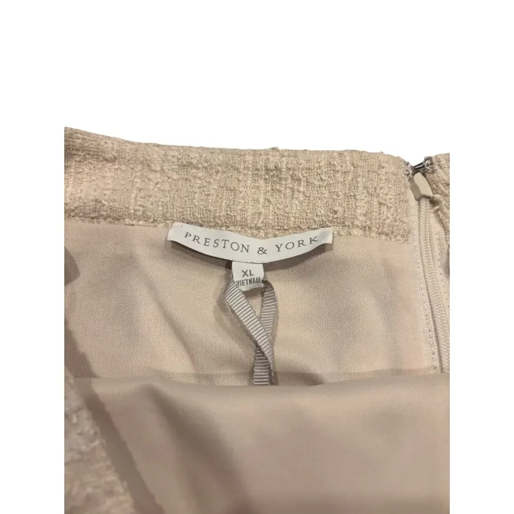 Preston & York Caitlin Knit Tweed A-Line Skirt Ivory  XXL